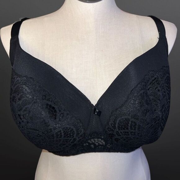 Plus Size Black Lace Auden Balconnette Lightly Lined Bra Size 46DDD - Picture 2 of 6